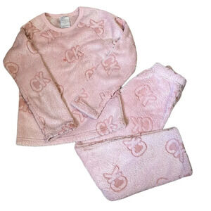 Calvin Klein CK Girls Pink Cozy Fuzzy Pajamas Set Sz  M 7/8